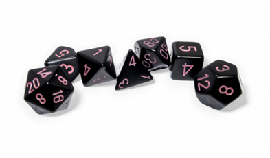 Terningsæt RPG: Opaque Black / Pink