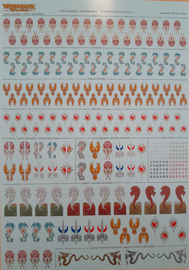 High Elves: Transfer Sheet