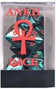 Terningsæt: Ankh D10 Green/Red