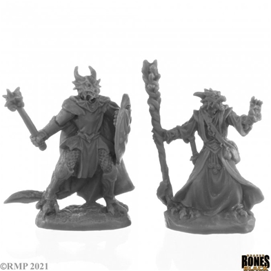 Reaper Bones Black: Dragonfolk Wizard & Cleric (2)