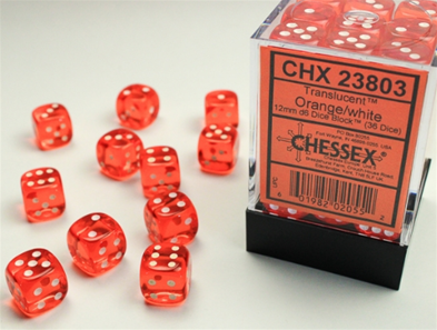 Terningsæt D6: Translucent Orange (12mm)