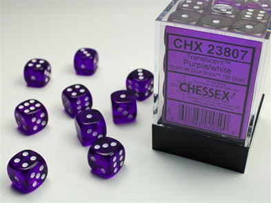 Terningsæt D6: Translucent Purple (12mm) 