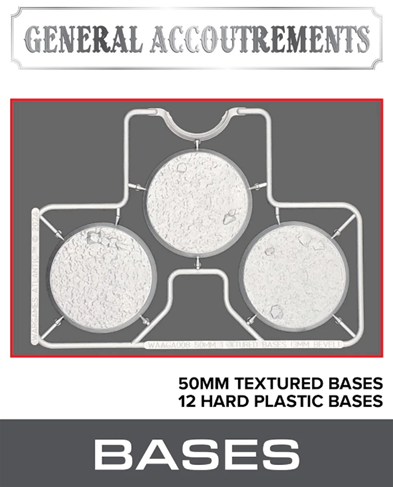 General Accoutrements: 50mm Textured Round Bases (12)
